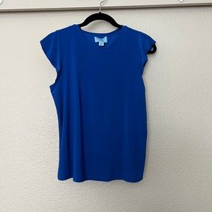 CeCe flutter sleeve blue top, size S